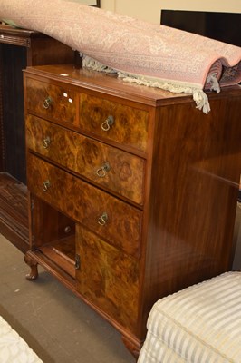 Lot 735 - An Edwardian walnut veneered tall boy cabinet