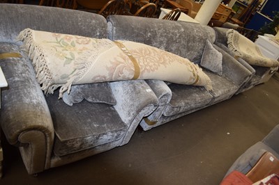 Lot 740 - A modern grey plush finish three piece suite