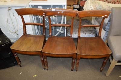 Lot 762 - Three Victorian mahogany bar back dining chairs