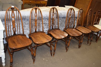 Lot 766 - A set of six elm seated hoop and stick back...