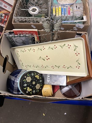 Lot 522 - Mixed Lot: Jewellery stand, frames, tins and...