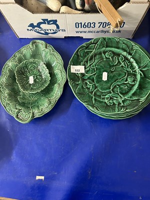 Lot 532 - Quantity of floral green decorated plates and...