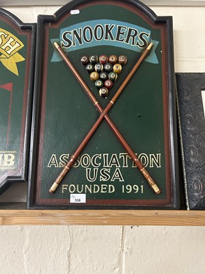 Lot 536 - A wall plaque for Snooker Association USA...