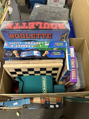 Lot 571 - Box of various board games to include Scrabble...