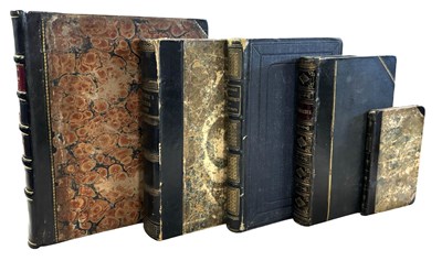 Lot 856 - Five dark calf bindings. Includes The Works of...