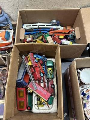 Lot 618 - Two boxes of assorted die cast Corgi vehicles etc