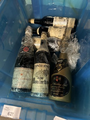 Lot 627 - Box of various bottled alcohol to include...