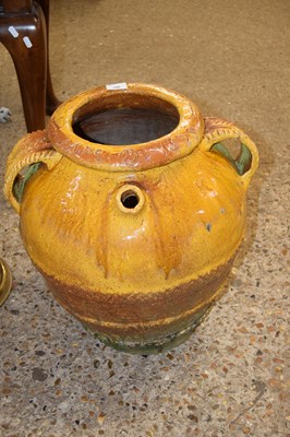 Lot 396 - LARGE POTTERY OIL OR OLIVE JAR, 50CM HIGH (A/F)