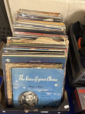 Lot 632 - Box of various LP records to include Johnny...