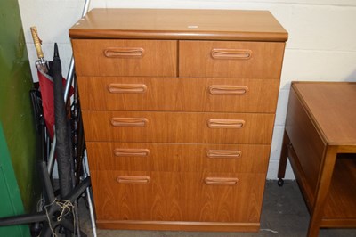 Lot 811 - Modern teak finish six drawer bedroom chest