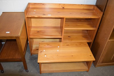 Lot 813 - Modern pine shelf unit and a further...