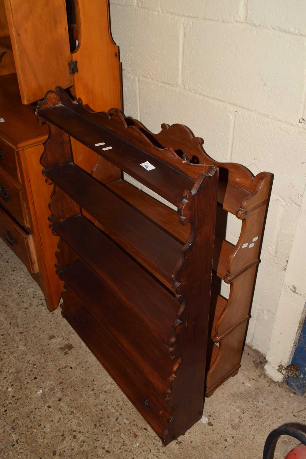 Lot 408 - TWO 20TH CENTURY OPEN BACK WALL SHELF UNITS,...