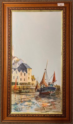 Lot 63 - Terry Burke (British, b.1927), Harbour scene...