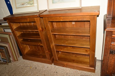 Lot 415 - PAIR OF MODERN PINE OPEN FRONT BOOKCASE...