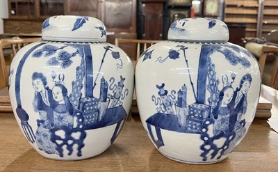 Lot 250 - Pair of Chinese porcelain jars and covers,...