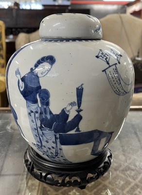 Lot 250 - Pair of Chinese porcelain jars and covers,...