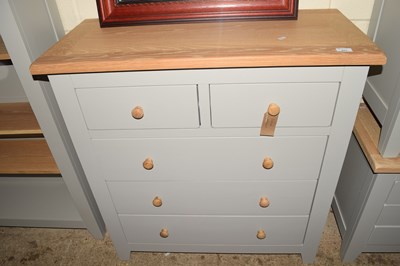Lot 423 - COTSWOLD CO OAK TOP AND PAINTED FIVE DRAWER...