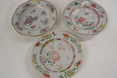 Lot 234 - Group of three Chinese porcelain plates, all...