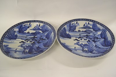 Lot 246 - Two large Japanese porcelain chargers, Meiji...