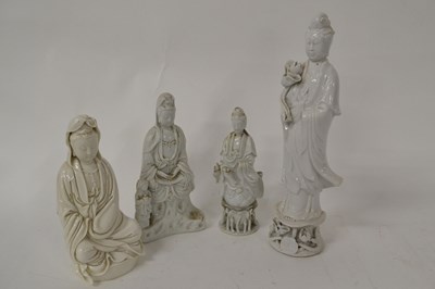 Lot 249 - Four blanc de chine models of Guanyin, various...