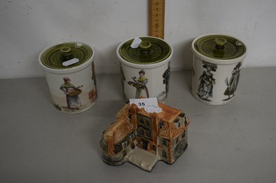 Lot 35 - Group lot Holkham Pottery storage jars and a...