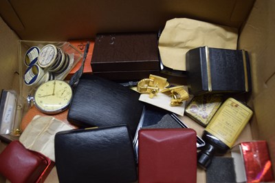 Lot 102 - Box of mixed cuff links, wrist watches, pocket...