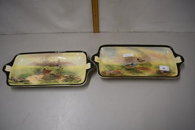 Lot 29 - Two Royal Doulton sandwich dishes decorated...