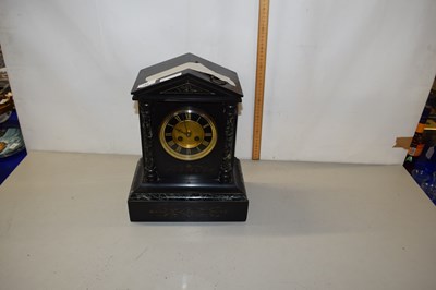 Lot 186 - Victorian black slate cased mantel clock