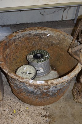 Lot 1020 - Large iron bowl together with some scales and...