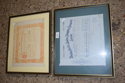 Lot 274 - Framed share certificates, Dundee Perth and...