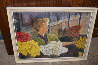 Lot 276 - C Smith, study of a florist's shop, oil on...