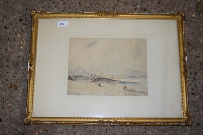 Lot 279 - 19th century study, view of Cromer beach,...