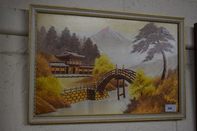 Lot 292 - Japanese needlework picture of a temple