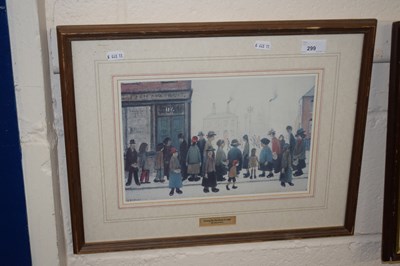 Lot 299 - After Lowry, coloured print, 'Waiting for the...