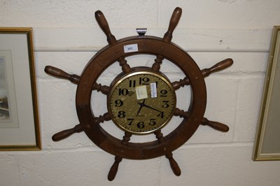 Lot 303 - Quartz wall clock formed as a ship's wheel