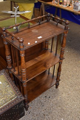 Lot 356 - Late Victorian stained beech three tier shelf...