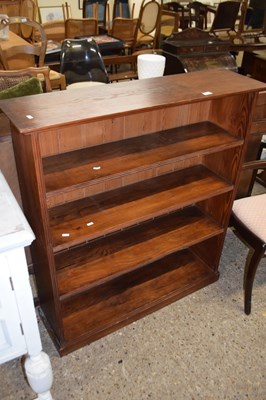 Lot 371 - Stained pine open front bookcase cabinet