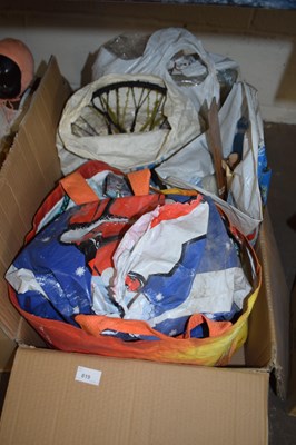 Lot 819 - Box of table linens, craft supplies etc