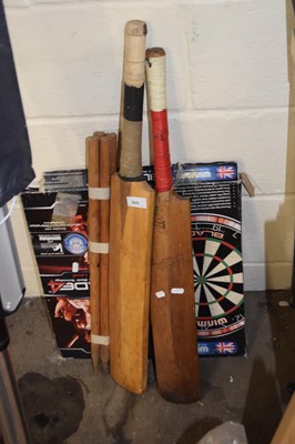 Lot 829 - Dartboard, cricket bat etc