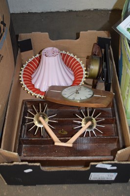 Lot 557 - Box of vintage mantel clocks and other items