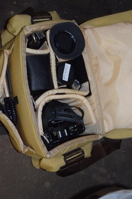 Lot 572 - Canon A-1 camera with bag and accessories