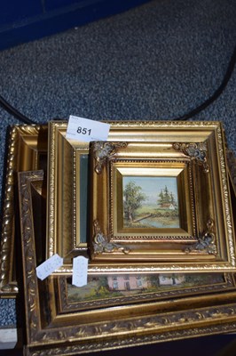 Lot 851 - Group of three small 20th century oil...