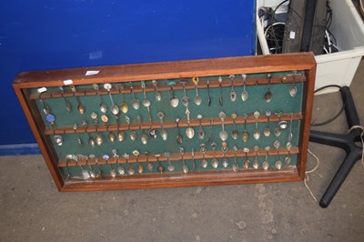 Lot 853 - Hardwood cabinet containing collectors spoons