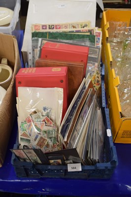 Lot 584 - Box of world stamps, first day covers etc