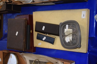 Lot 587 - Various cased cutlery, pens and other items