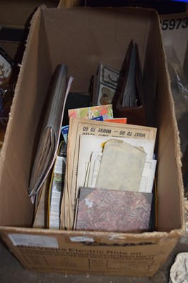 Lot 603 - Box of ephemera, photographs albums etc