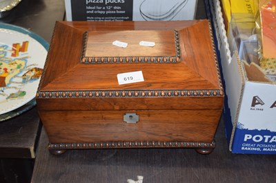 Lot 619 - 19th century rosewood sewing box