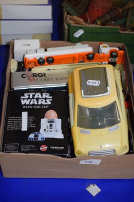 Lot 646 - Box of various toy vehicles and other items
