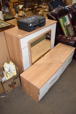 Lot 779 - Modern light wood effect and white chest of...
