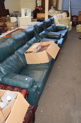 Lot 783 - Green leather three piece suite